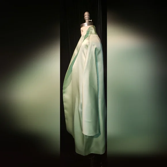 Oscar de la Renta double sided 100% Charmeuse silk Mint kimono oversized Jacket - Picture 8 of 16